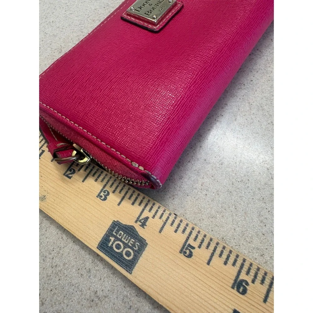 Dooney‎ & Bourke Hot Pink Saffiano Zip Around Wallet Leather Continental Wallet